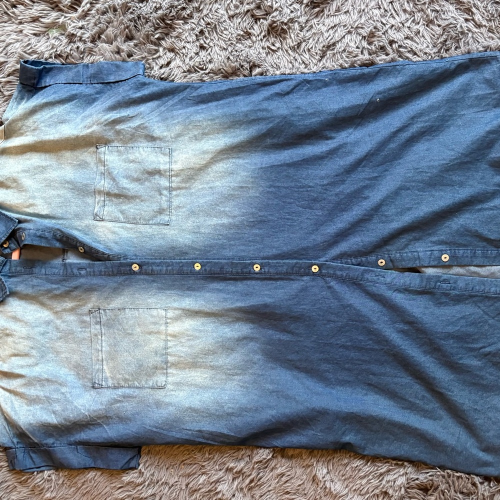 NEW Ladies Big Sky Bloom Boutique Ombre Button-Down Shirt Dress - Picture 6 of 9